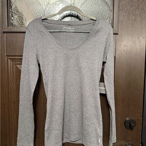 Eddie Bauer Women's Long Sleeve Gray Tee